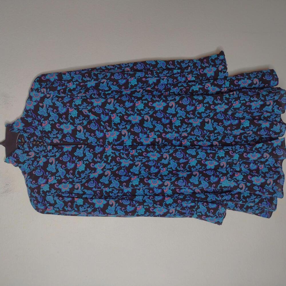 NWOT Nanette Lepore Women's Black/Blue Floral/100% Silk Dress Size 0